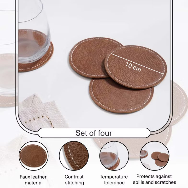 Faux Leather Table Runner 35.5x91.5 cm – Brown