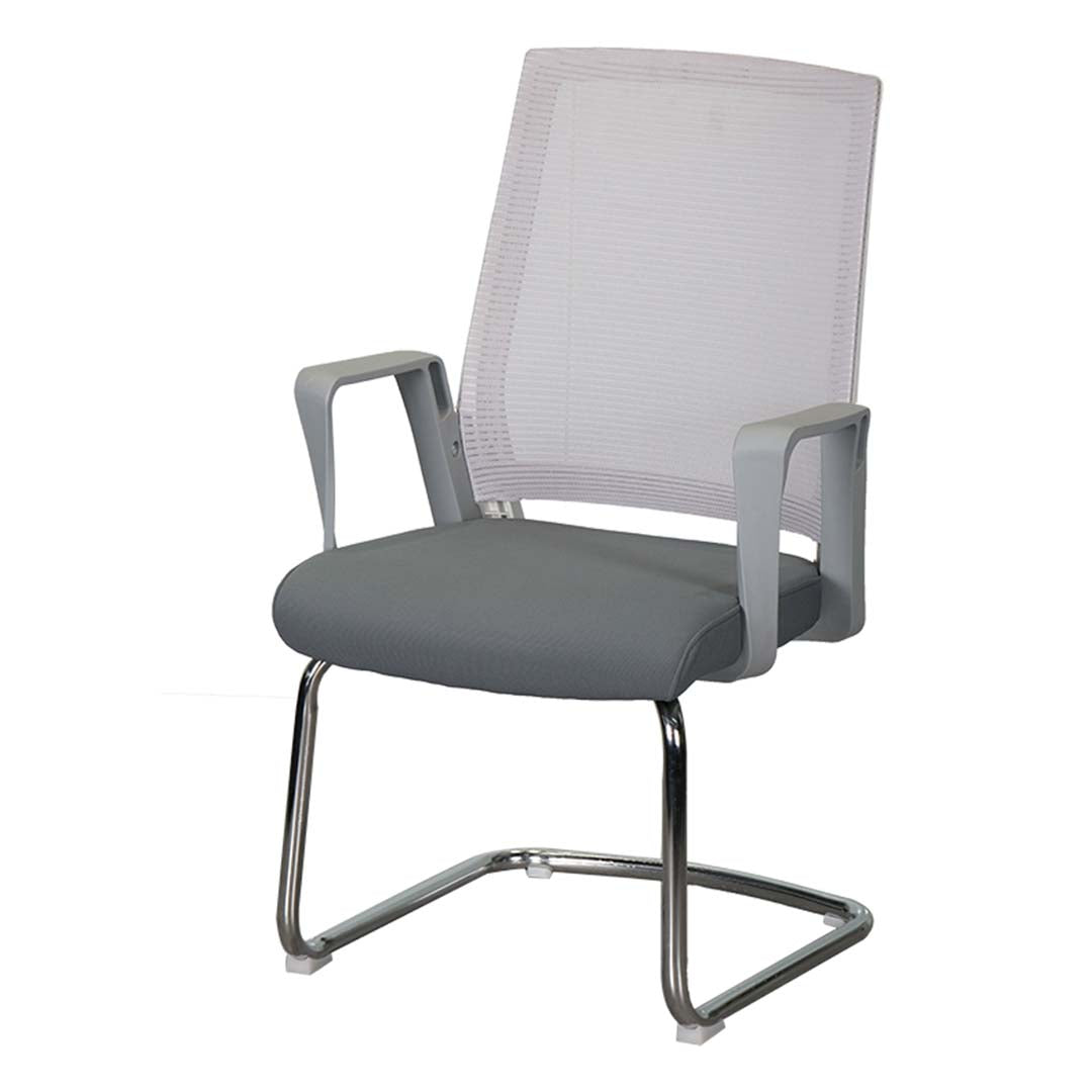 Office Visitor Chair With Armrests And Metal Leg - Grey-GCC Home Center