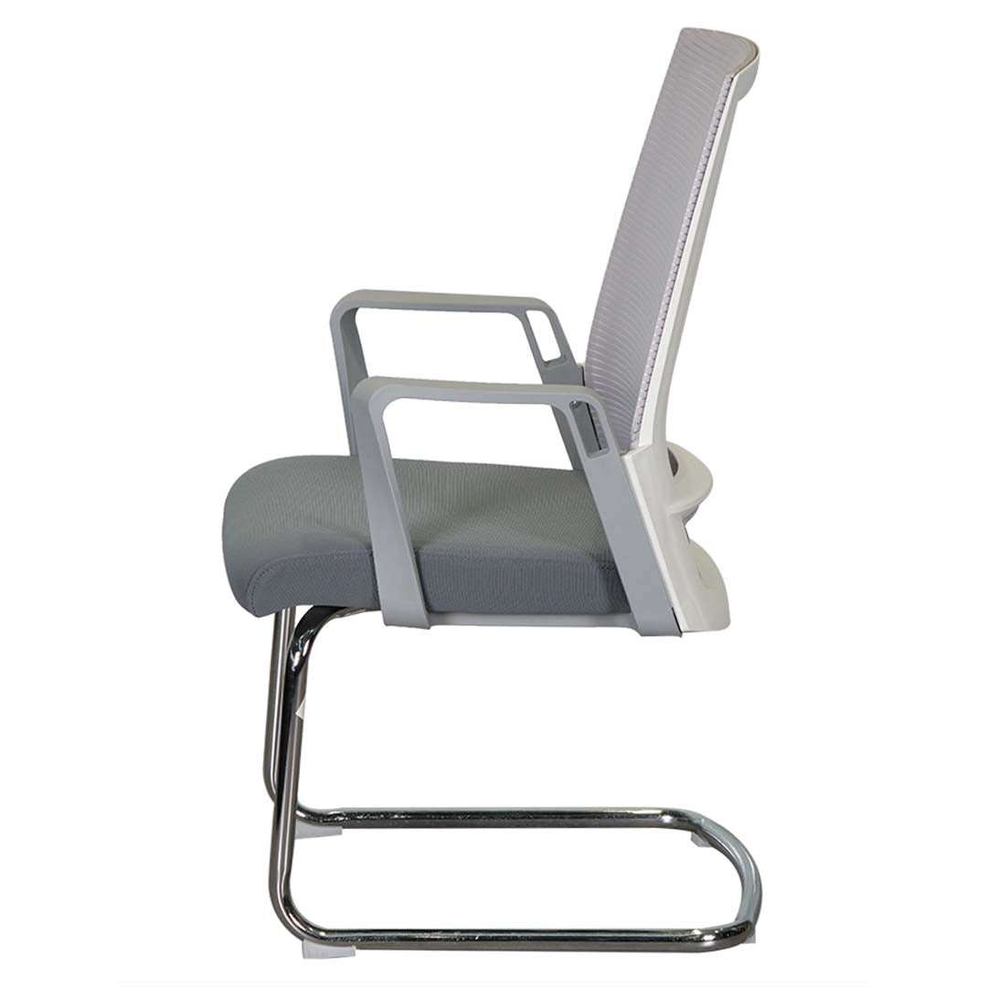 Office Visitor Chair With Armrests And Metal Leg - Grey-GCC Home Center