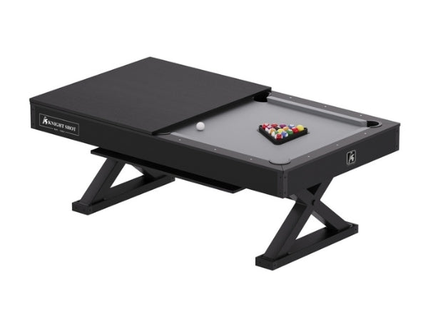 Dining Pool Table 8ft. with Dining Top – Black Wood Grain Finish