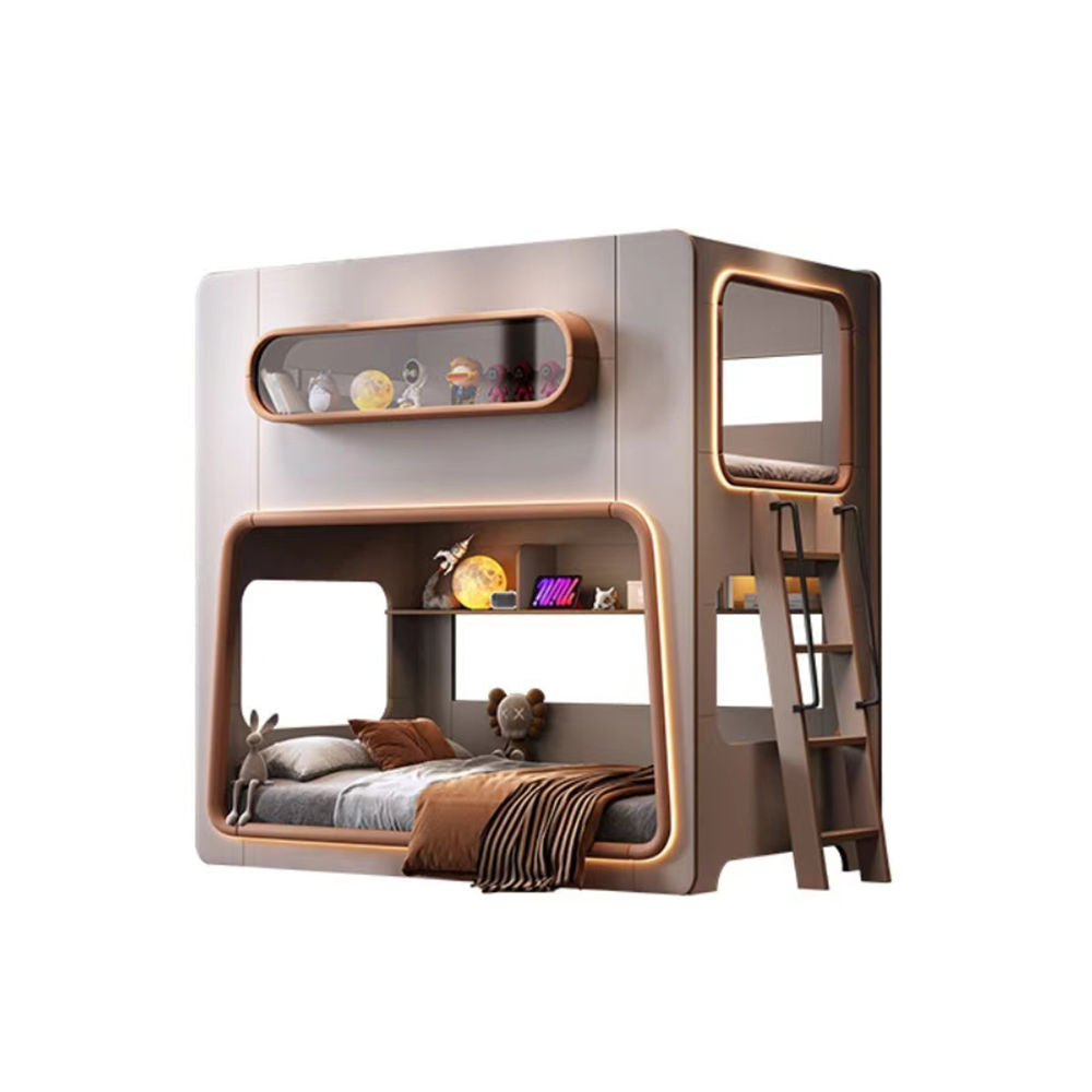 COOLBABY ZLJ1121 Space Capsule Bunk Bed with High Guardrails（LED light strips need to be matched by yourself