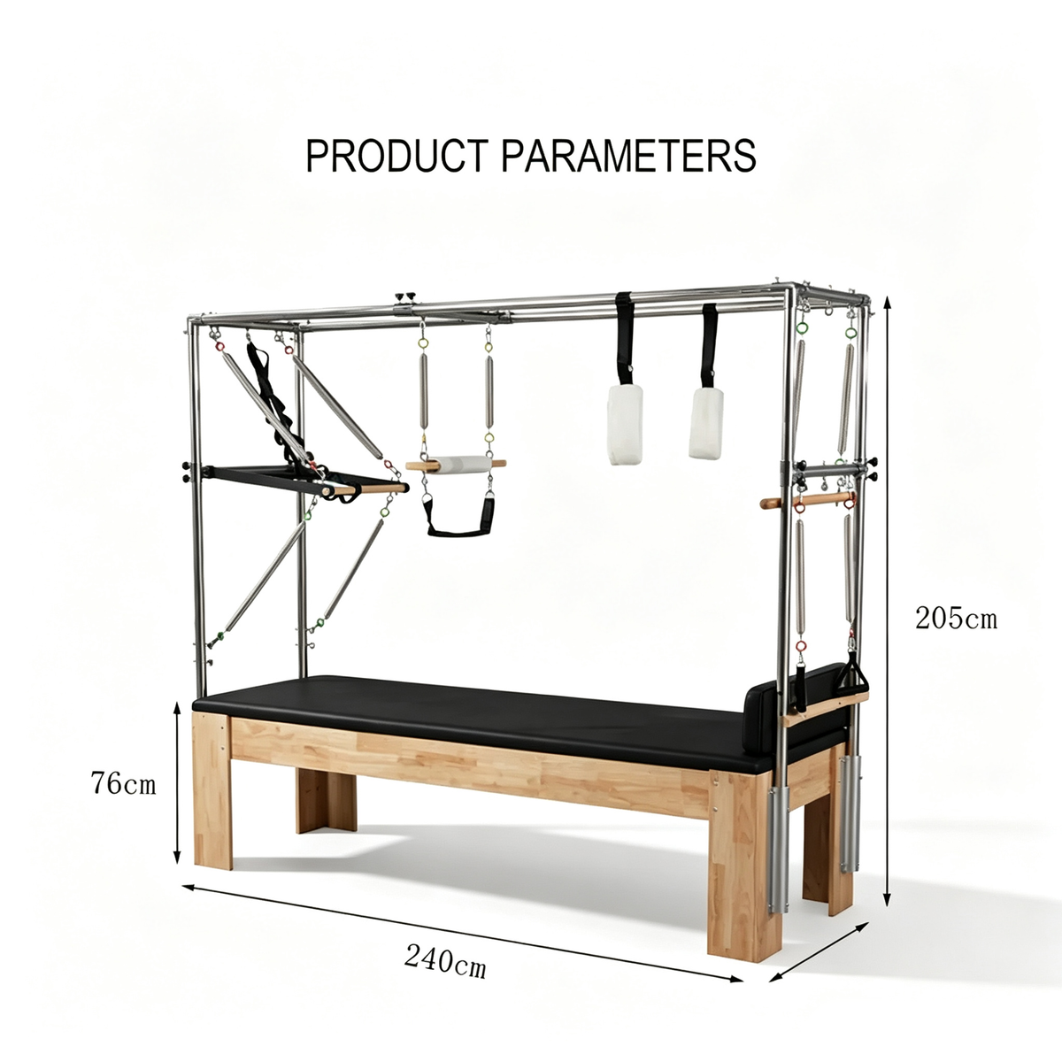 Oak Frame Pilates Cadillac Full Trapeze Table