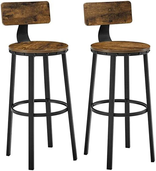 Vintage Style Rustic Brown Bar Chairs - Set of 2-GCC Home Center