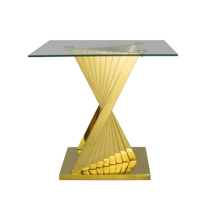 Side Table – Sintra Gold | Premium Glass & Gold Stainless Steel End Table