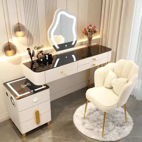 Smart Dressing Table Vanity Makeup Desk Set with Tri-Color LED Mirror-GCC Home Center