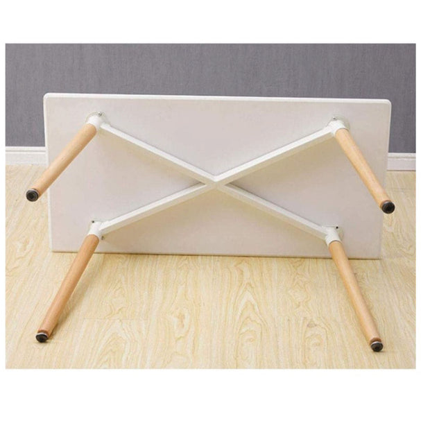 Modern Glossy Dining Table With Solid Wood Legs