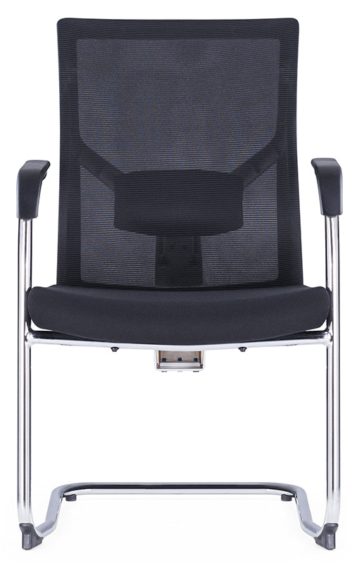 Medium Back Ergonomic Office Bow Chair – White Frame with Black Mesh and Fabric