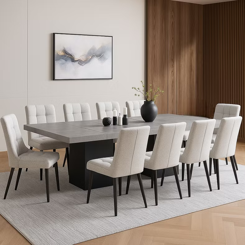 1+10 Seater Dining Set with Boca Chairs – Grey Mist