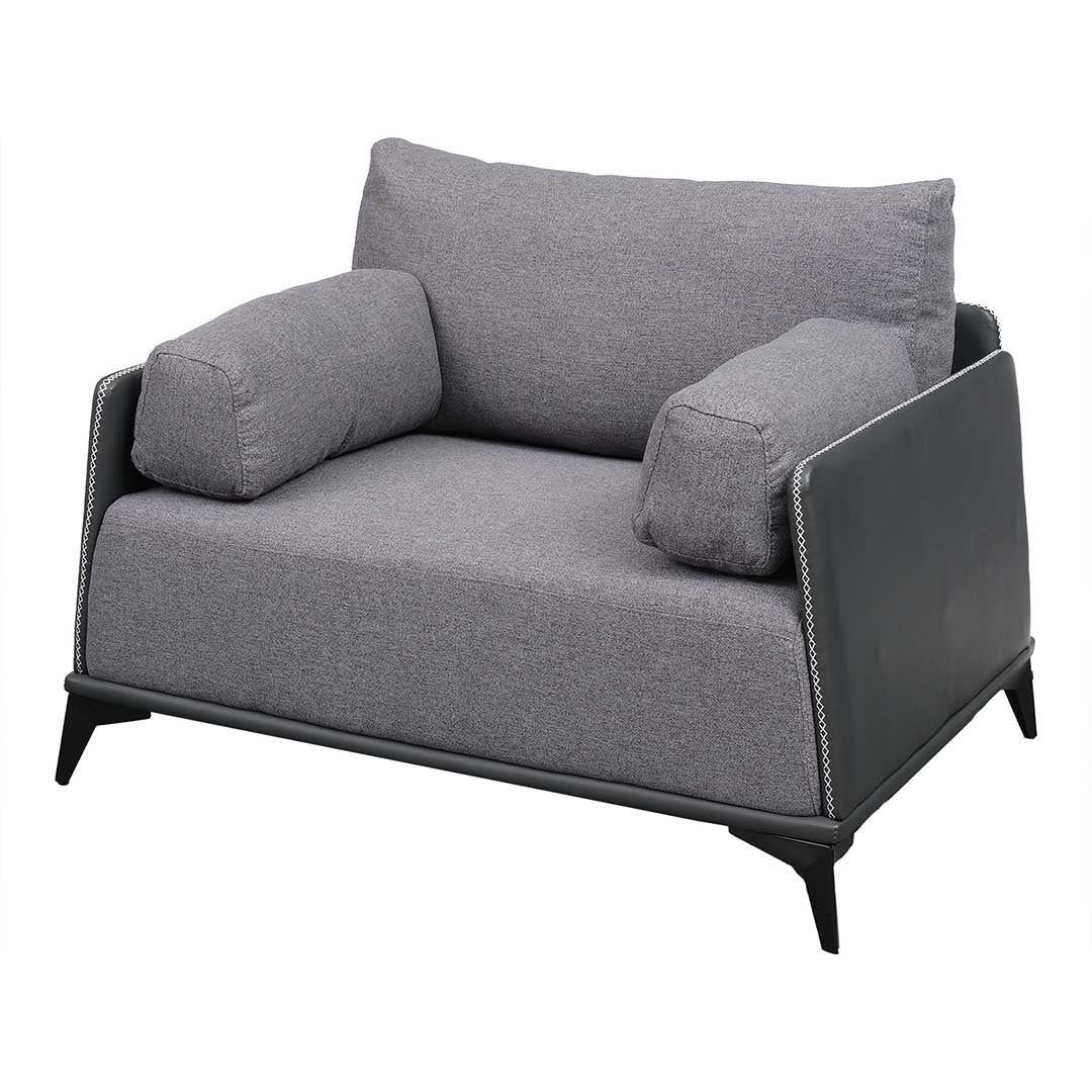 PU Leather Office Sofa Set With Metal Legs - Grey-GCC Home Center