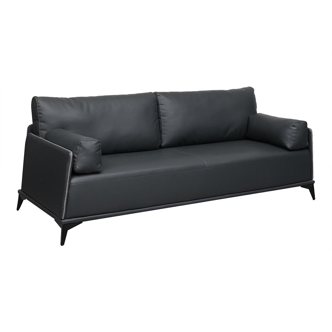 PU Leather Office Sofa Set With Metal Legs - Grey-GCC Home Center