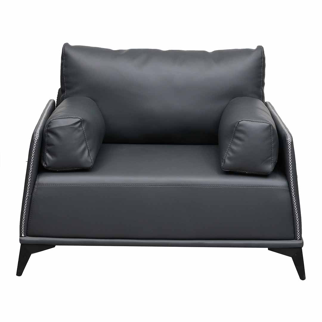 PU Leather Office Sofa Set With Metal Legs - Grey-GCC Home Center