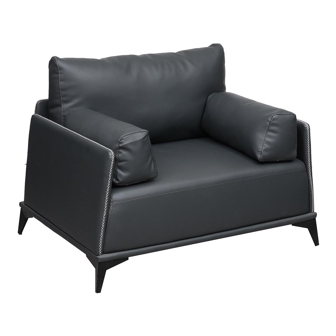 PU Leather Office Sofa Set With Metal Legs - Grey-GCC Home Center
