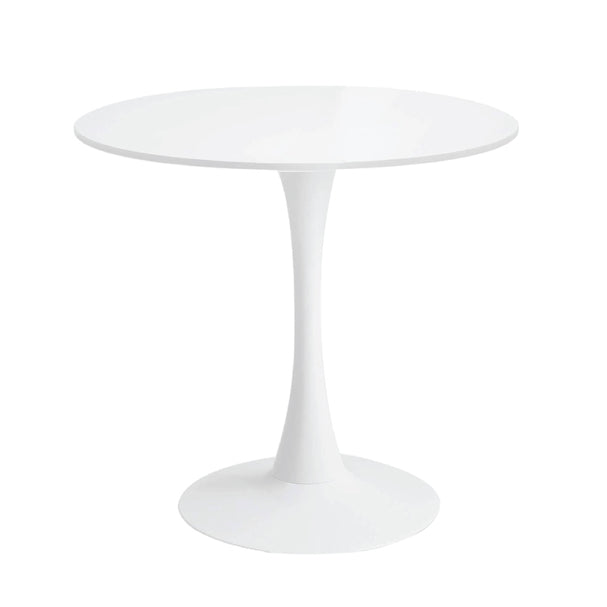 Glossy Round HDF Table with Powder-Coated Metal Legs