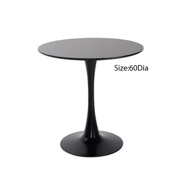 Glossy Round HDF Table with Powder-Coated Metal Legs