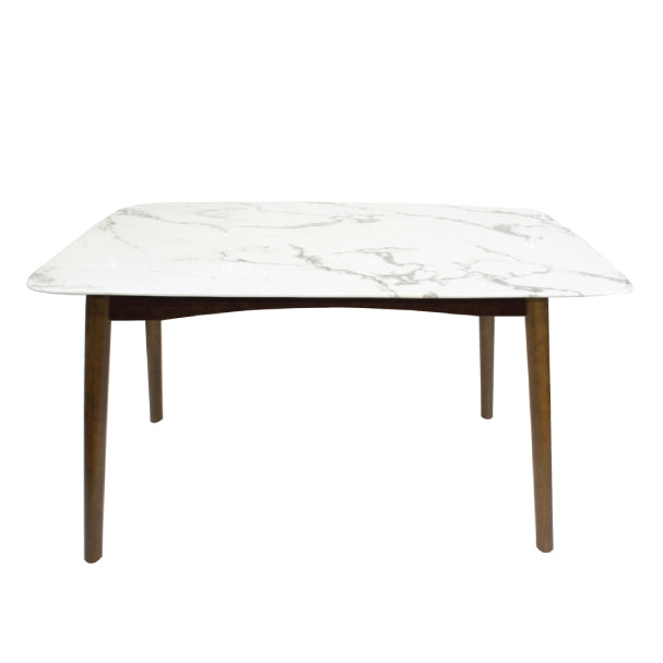 Modern Marble Dining Table with Wooden Legs