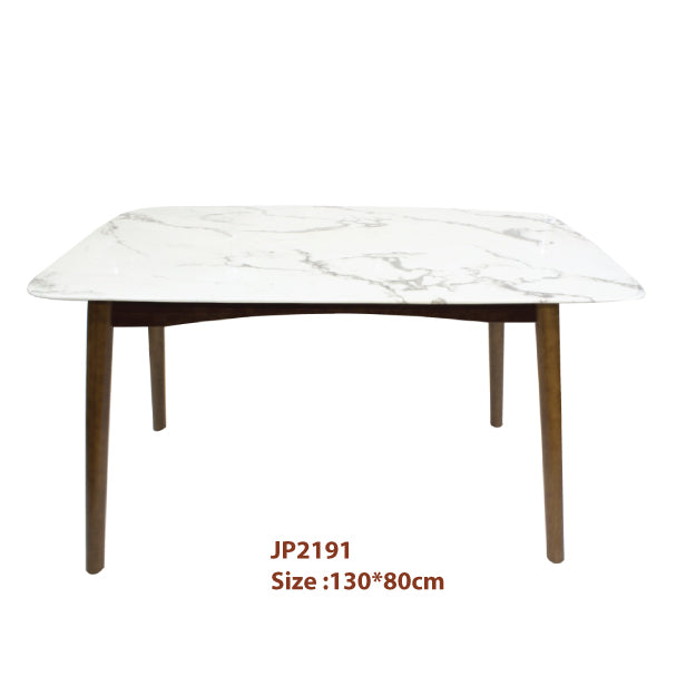 Modern Marble Dining Table with Wooden Legs