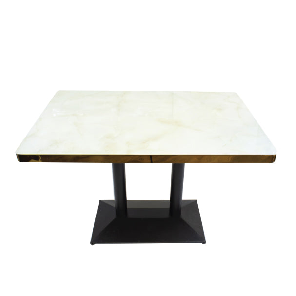 Dining Table with Tempered Glass Top & Metal Legs