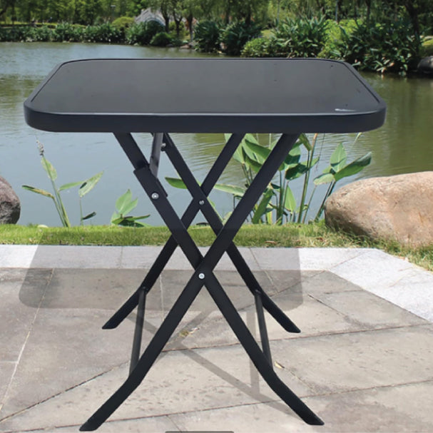 Square Foldable Table with Glass Top