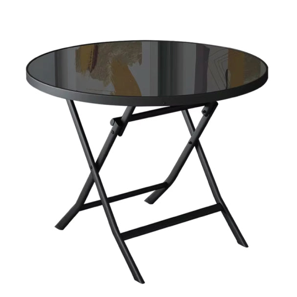 Round Foldable Table with Glass Top