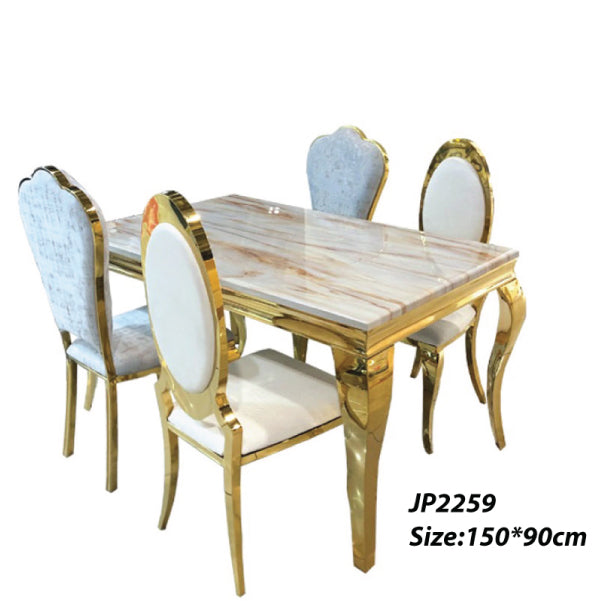 Luxury Dining Table with Marble Top & Stainless Steel Frame