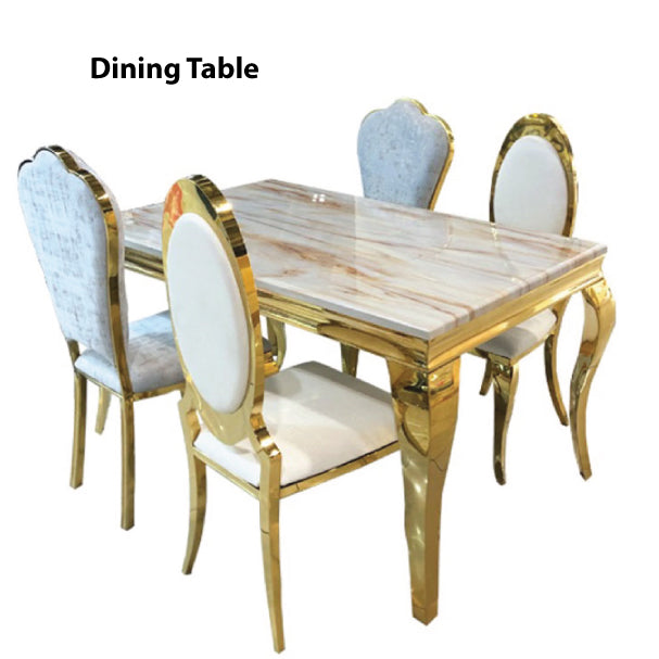 Luxury Dining Table with Marble Top & Stainless Steel Frame