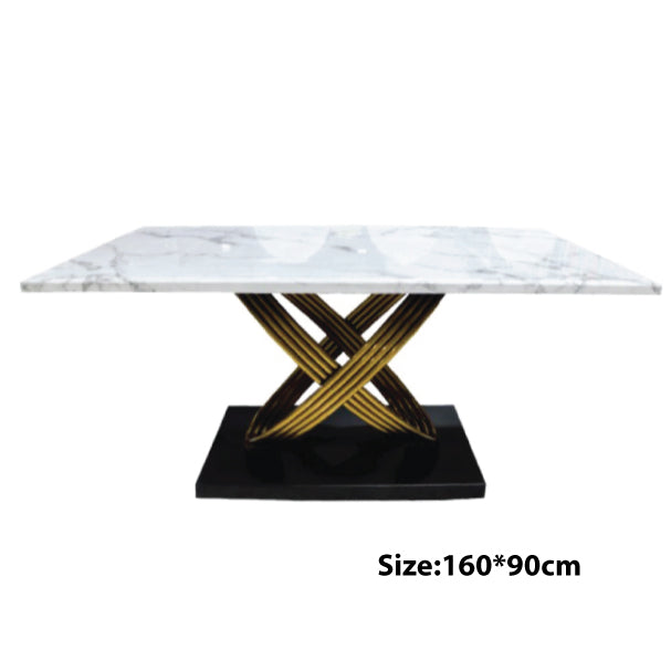 Modern Marble and Gold-Plated Dining Table