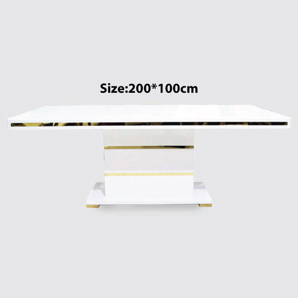 Luxe White & Gold Modern Dining Table - Capacity 6–8 people