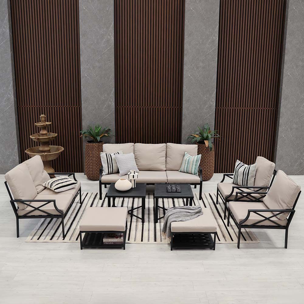 Luxury 9-Seater Outdoor Sofa Set - Grey