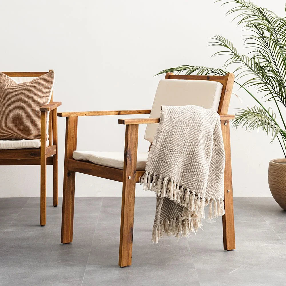 Elegant 4-Seater Sofa Set – Natural Wood