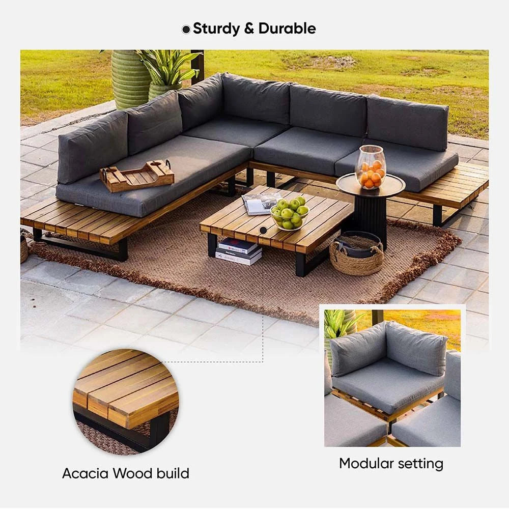 Elegant L-Shape Corner Sofa Set – Grey