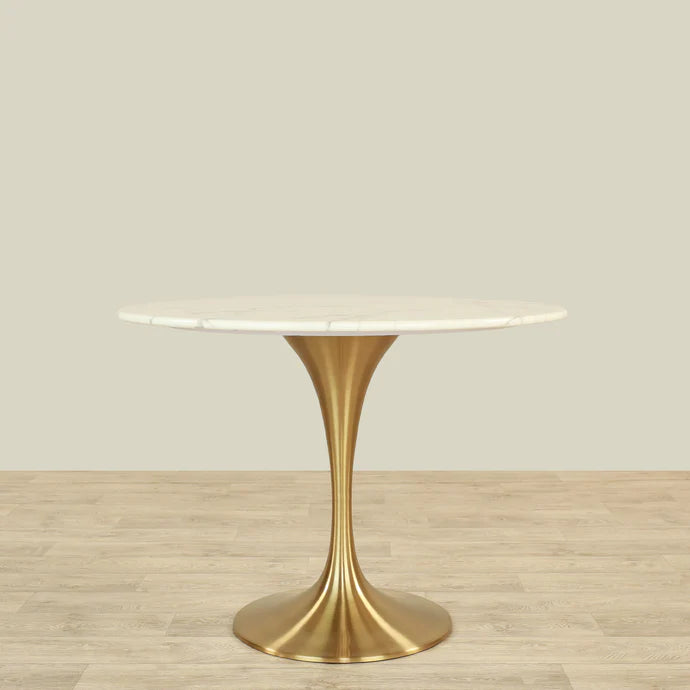 White Faux Marble Dining Table