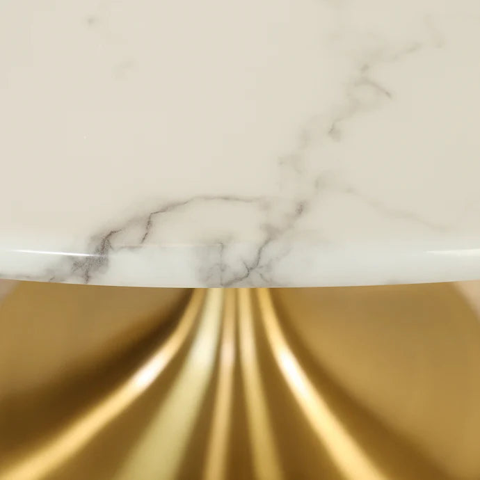 White Faux Marble Dining Table