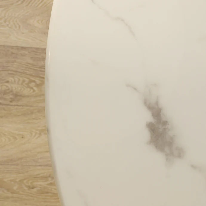 White Faux Marble Dining Table