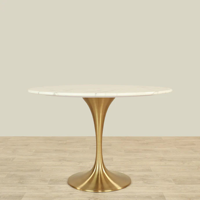 White Faux Marble Dining Table