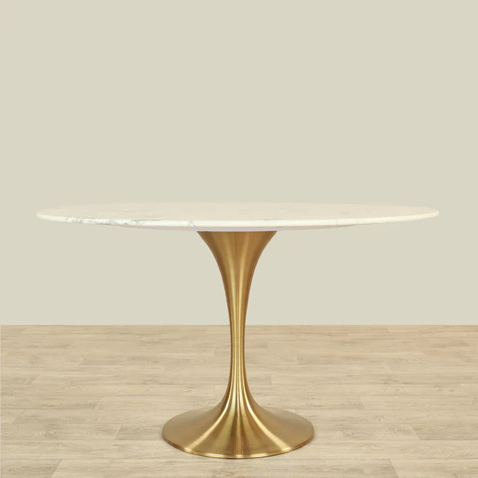 White Faux Marble Dining Table