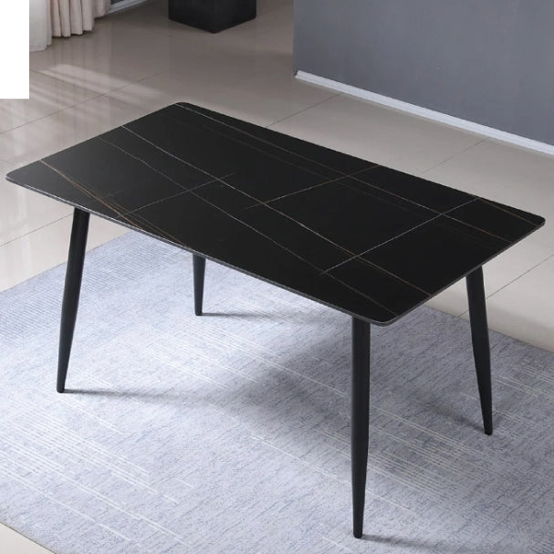 Sintered Stone Dining Table with Metal Legs - 140x80 cm