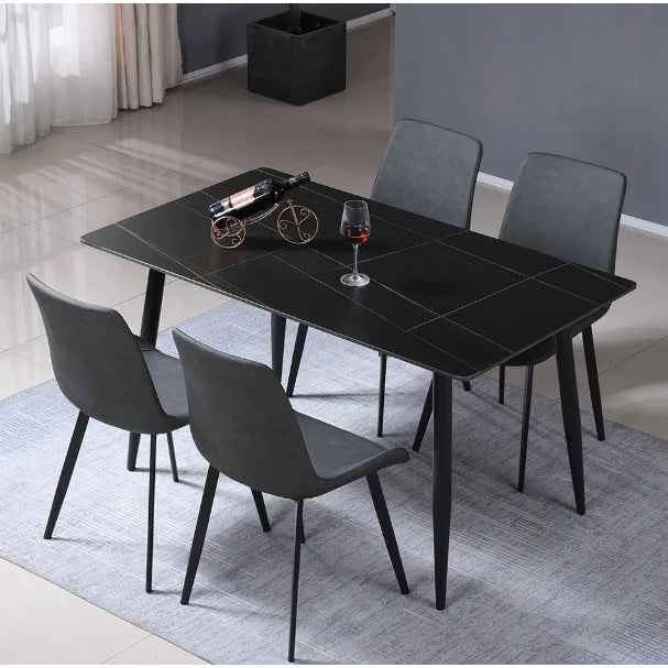 Sintered Stone Dining Table with Metal Legs - 140x80 cm