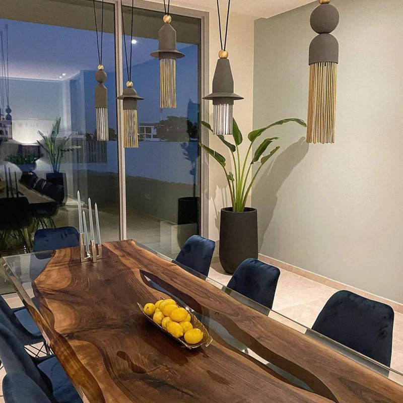 Unique Live Edge Resin Dining Table Top San - Natural Walnut Wood