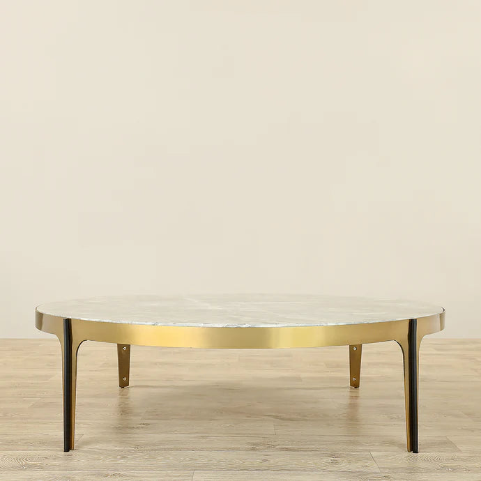 Moura Coffee Table – Faux Marble & Bronze Brushed Stainless Steel