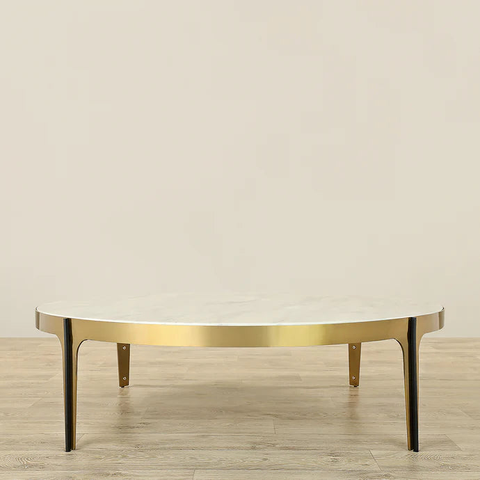 Moura Coffee Table – Faux Marble & Bronze Brushed Stainless Steel