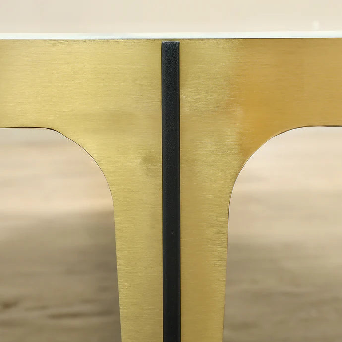 Moura Coffee Table – Faux Marble & Bronze Brushed Stainless Steel
