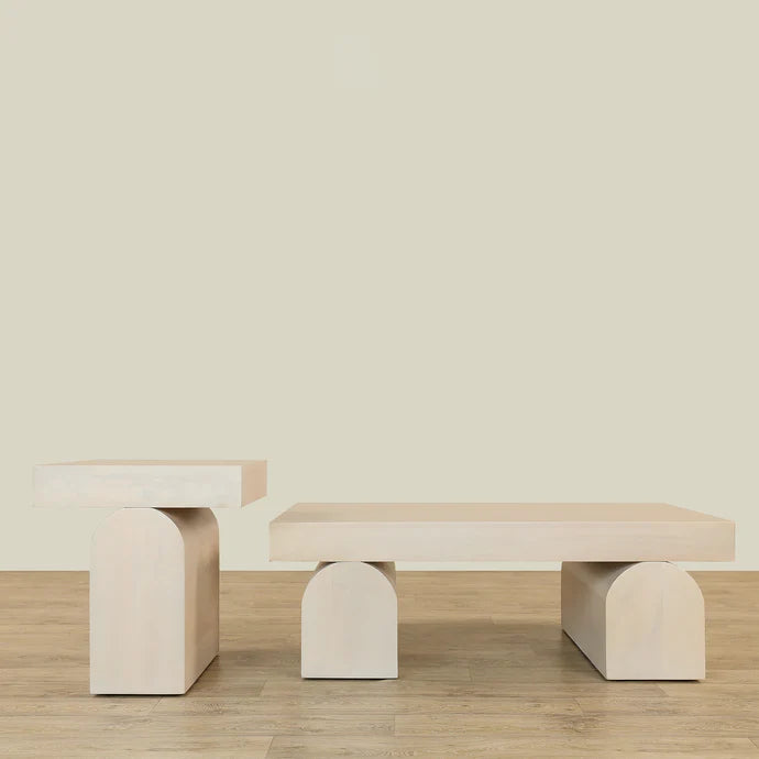White Wood Coffee & Side Table Set