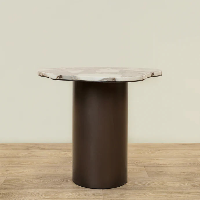 Marble Side Table And Coffee Table  – Faux Marble Top & Coffee Brown Stainless Steel Base