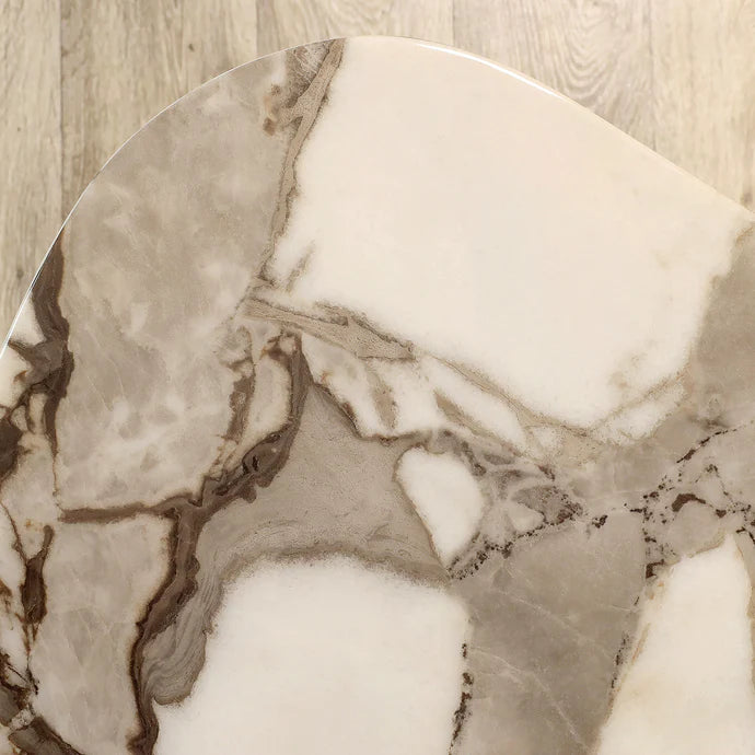 Marble Side Table And Coffee Table  – Faux Marble Top & Coffee Brown Stainless Steel Base