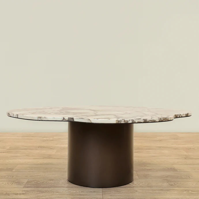 Marble Side Table And Coffee Table  – Faux Marble Top & Coffee Brown Stainless Steel Base