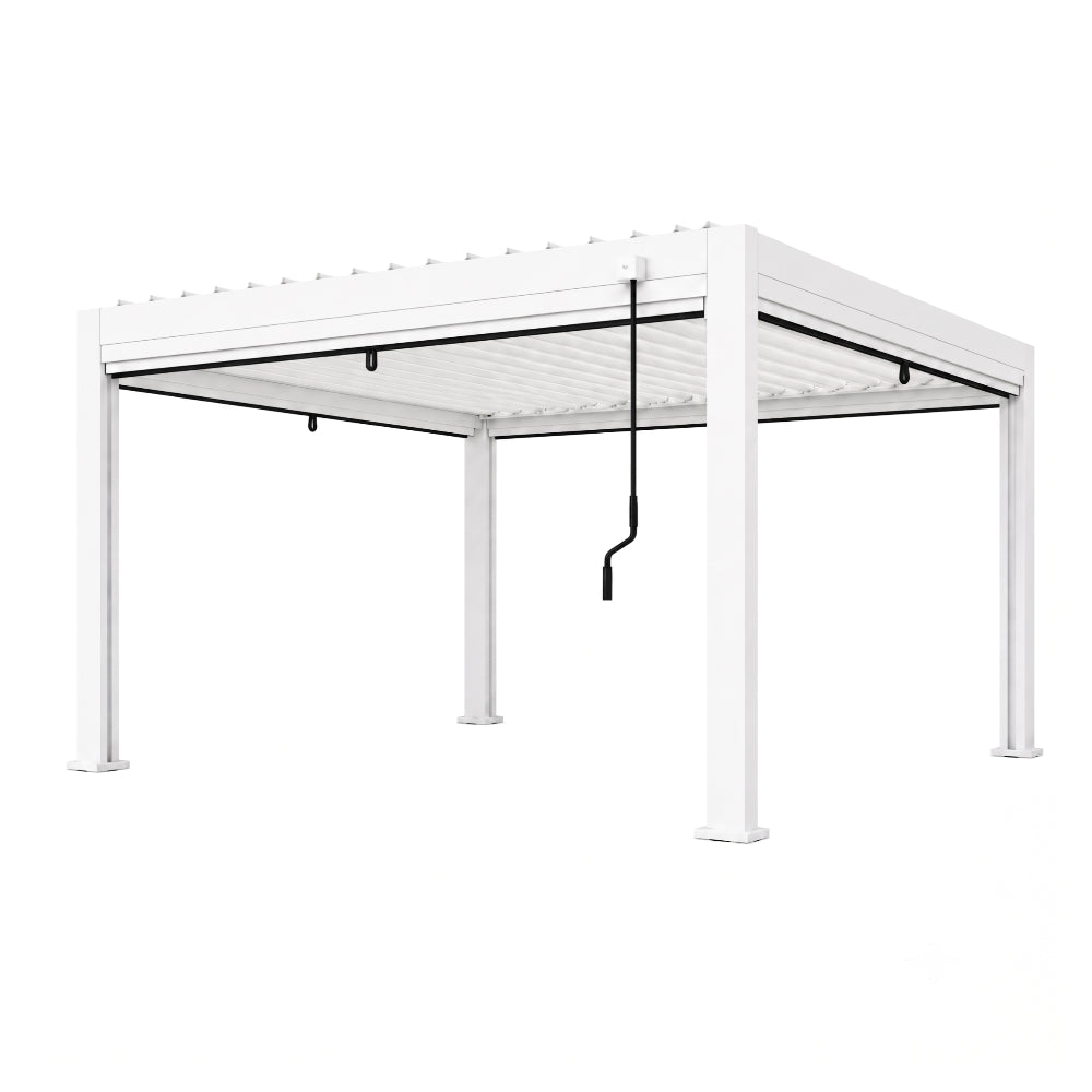 3x4m Manual Textilene Pergola with 4 Roller Blinds | Aluminum Outdoor Sun Shade Gazebo for Patio, Garden & Terrace