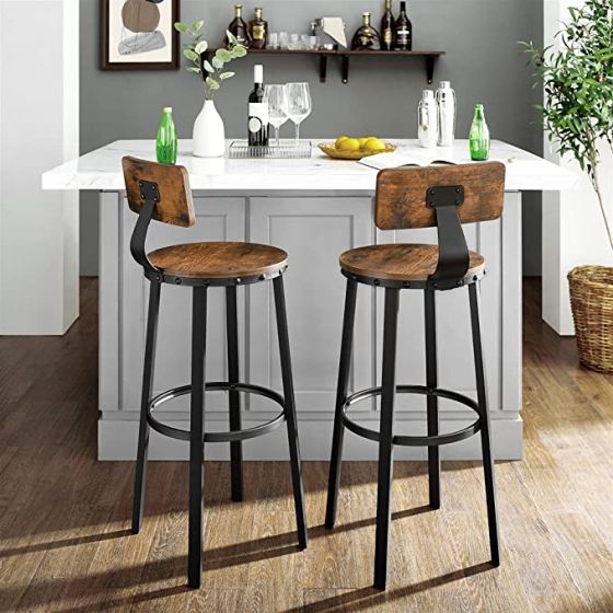 Vintage Style Rustic Brown Bar Chairs - Set of 2-GCC Home Center
