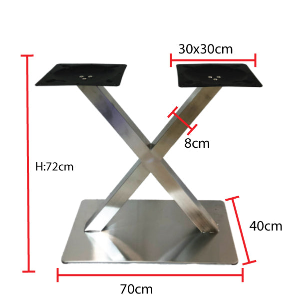 Double Column Restaurant Dining Table Base with a square stainless steel column