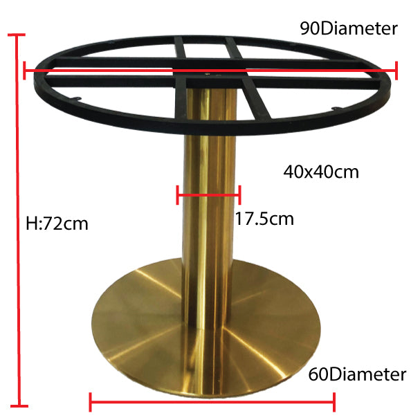Heavy Duty Round Gold-Plated Stainless Steel Table Base