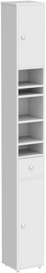 (Dubai Stock) SoBuy مجلس الوزراء Storage Cabinet Drawer Cabinet bathroom storage Bathroom Tall Cabinet 20x20x180cm (white) BZR34-W